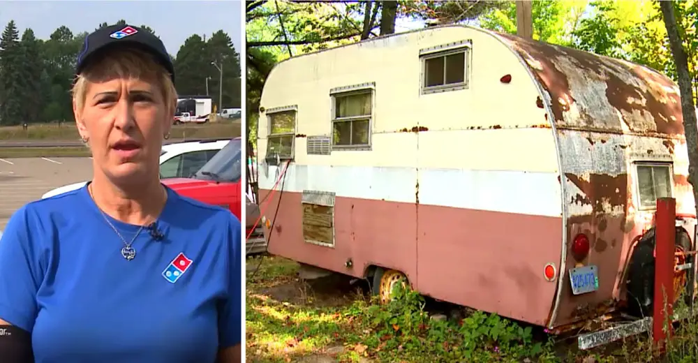 Woman Delivers Pizza To Beat Up Trailer Unable To Ignore Distressing