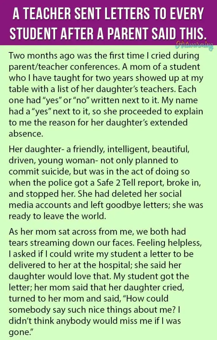 Teacher Sent Letters To All Her Students After A Parent Told Her ...